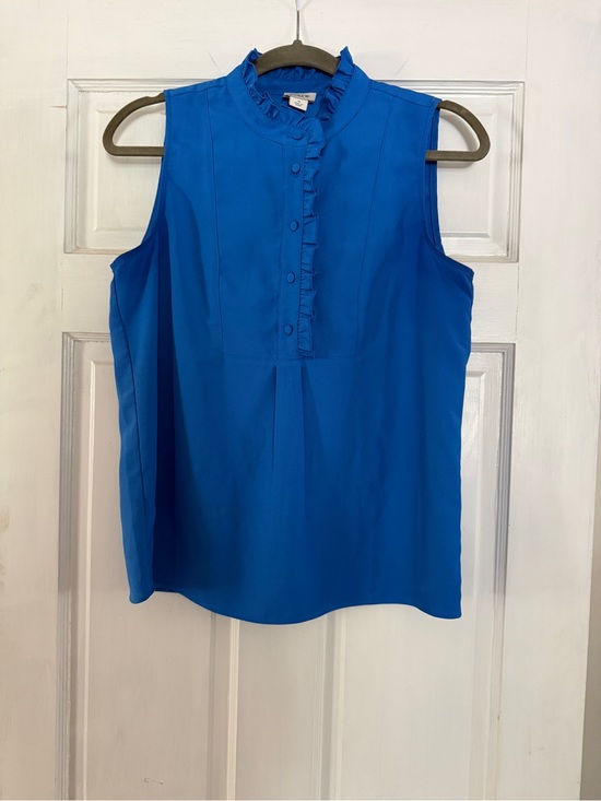 J. Crew Tops - J Crew Sleeveless Ruffle-Trim Blouse in Bright Blue